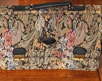 Vintage Gabriel London Tapestry Briefcase: Leather School Satchel