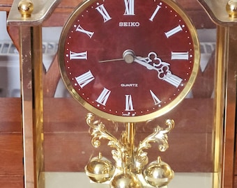 Vintage Seiko Quartz Desk Mantel Clock Japan Gold Tone Face