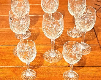 Zestaw 3 kryształowych kieliszków do wina Zawiercie Monika (6 szt.) i 2 kieliszki do sherry, ręcznie cięty kryształ ołowiowy 24%, polskie szkło kryształowe