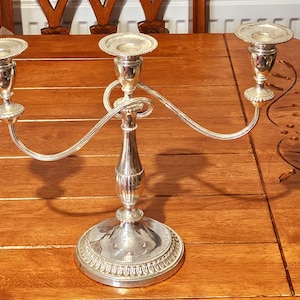 Vintage 3 Branch Silver Plate Candelabra Twisted Ribbed Arm Candle Holder 29cm