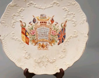 Antik diamantjubileumstallrik för drottning Victoria 1897, 60 års regeringstid av William Lowe