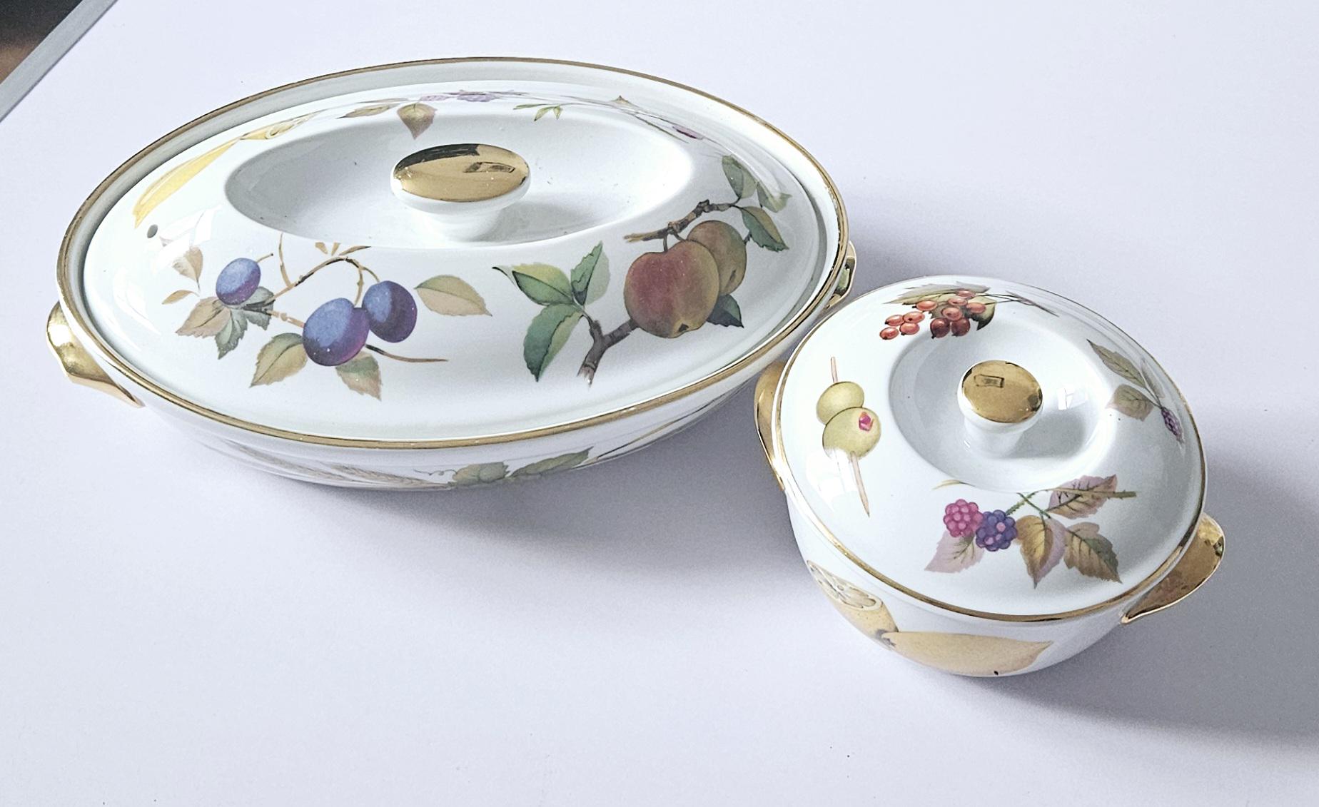 Royal Worcester Evesham Gold Covered Dishes: Fruit Pattern