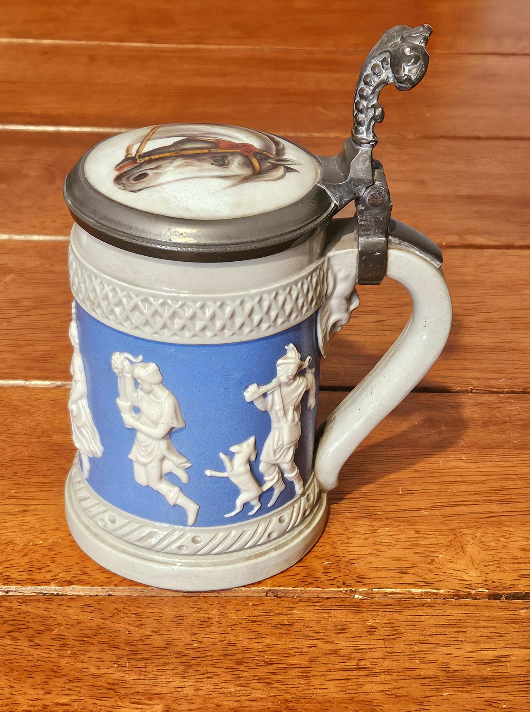Antique Mettlach Beer Stein: Tankard Villeroy and Boch No 171,blue