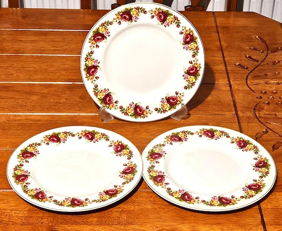 Royal Norfolk English Country Rose Fine Bone China 23cm Plates Set