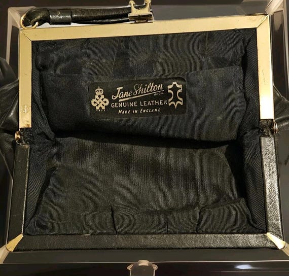 Vintage Jane Shilton Black Soft Leather Clutch Purse Handbag With