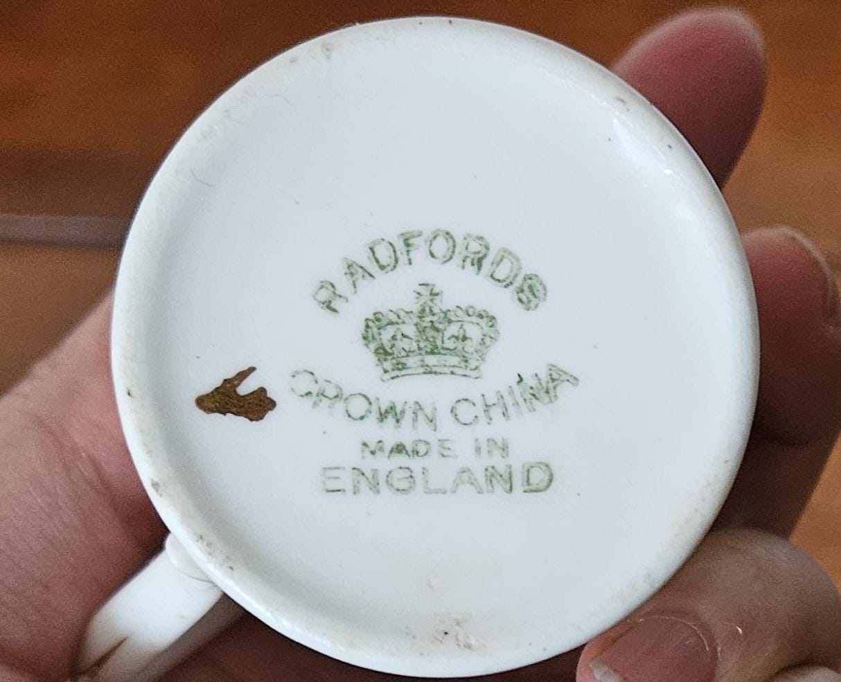 英国製 RADFORDS カップ＆ソーサー 藤文様 ハンドペイント 美術品