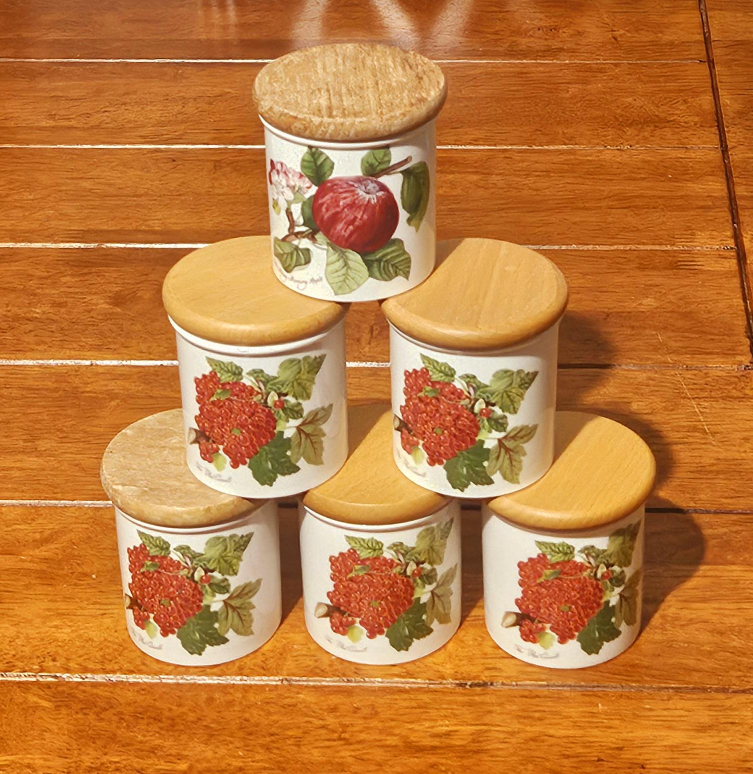 Portmeirion Pomona Spice Jars Set of 6, Red Currant X5 and Apple
