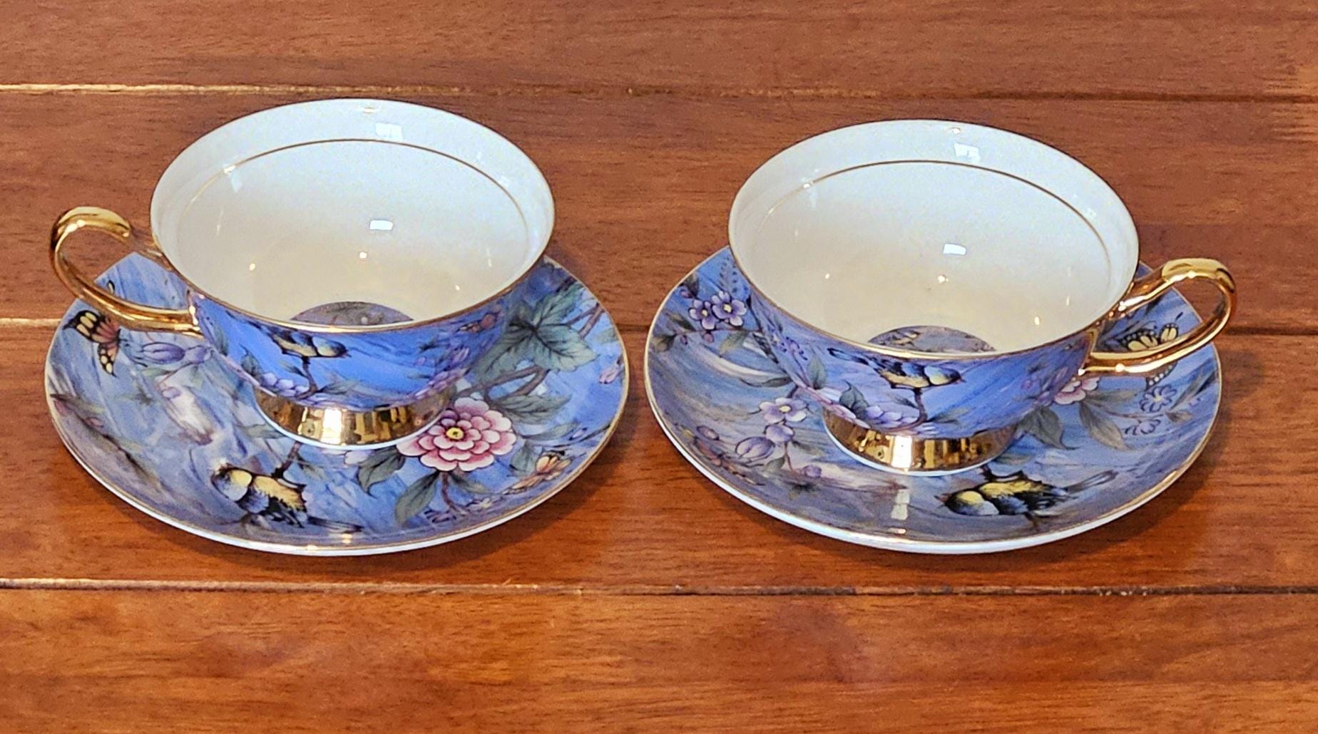 ロイヤルクラシックブルーバード＆バタフライボーンチャイナ磁器ティー