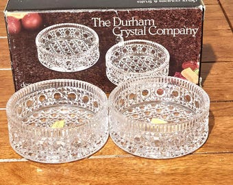 Oanvända vintage Durham kristall dessertskålar set 12 cm i ask 24% blyslipat glas