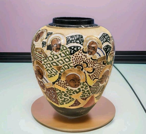 【最終価格】　薩摩焼　壺　花瓶　丸十　花尽文　花詰　骨董品 薩摩焼 壺 薩摩焼 壺 花瓶 丸十 花尽文 花詰 骨董品