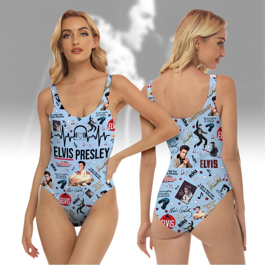 Discover Retro Elvis Presley Swimwear, The King Of Music Fabric For Bikini, Elvis Rock N Roll Music Swimsuit Women, Gift for Elvis Presley Fan