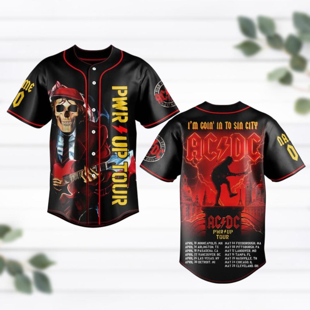 Acdc Power up Tour 2025 Baseball Jersey, Acdc Band Music Button Shirt ...