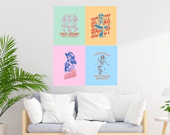 TRENDY WALL PRINT - Cute Cowgirl Printable Wall Art Set Trendy Room Decor