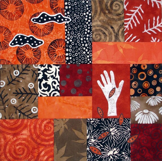 Items similar to Original Mixed Media Fiber Art Quilt Collage Red