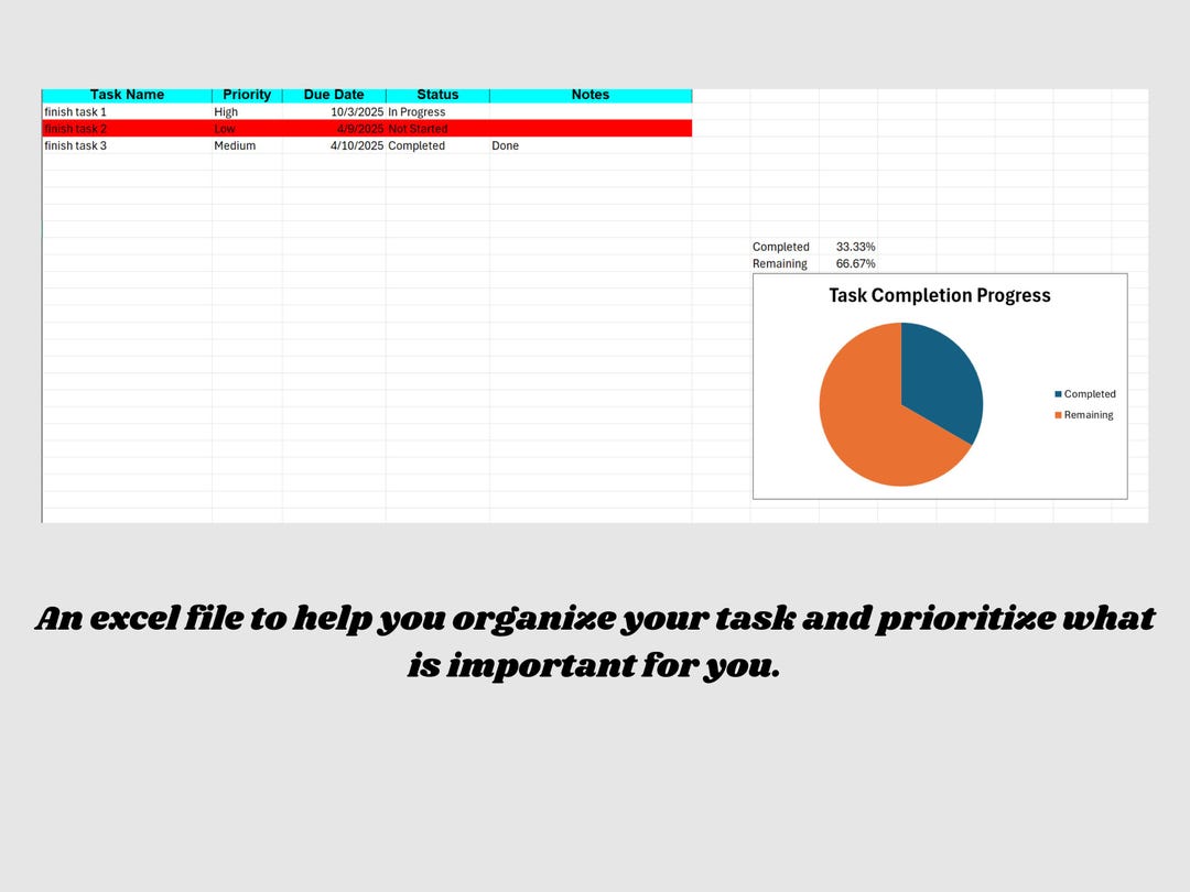 Excel Task Manager Spreadsheet | Digital To-do List & Project Planner ...