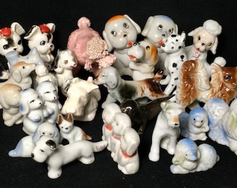 Vintage Porcelain Goofy Little Dog Collection - 24 Figurines