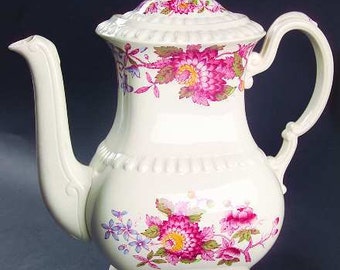 Copeland Spode Aster Coffee Pot Red Transferware