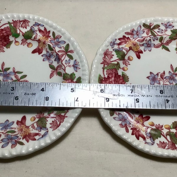 Copeland Spode Aster Small Dessert Plates, Set of Two, Pink Transferware