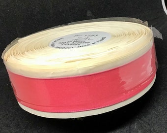 Vintage French Wire Edge Ribbon For Ribbonwork Bright Salmon Pink