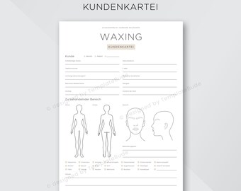 Kundenkartei für Waxing Behandlung - Haarentfernung Kundenblatt Waxing