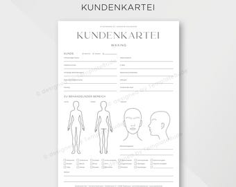 Kundenkartei für Waxing Behandlung - Haarentfernung Kundenblatt Waxing