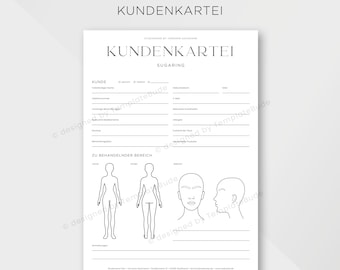 Kundenkartei für Sugaring Behandlung - Dokumentation Haarentfernung