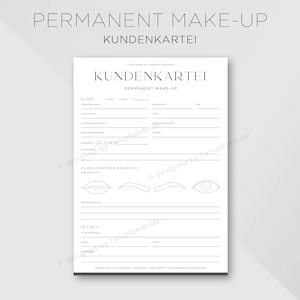 Kundenkartei für Permanent Make-Up PDF, Fragebogen für Permanent Make Up Behandlung