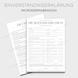 Einverständniserklärung für Microdermabrasion Behandlung Einverständnis für kosmetische Behandlung der Haut