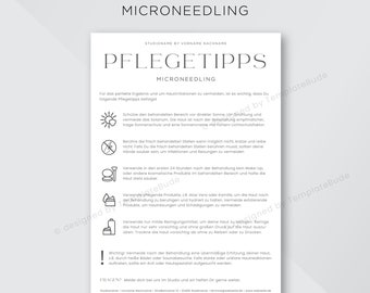 Pflegehinweise für Microneedling Behandlung, Anleitung Pflegetipps für Gesichtsbehandlung