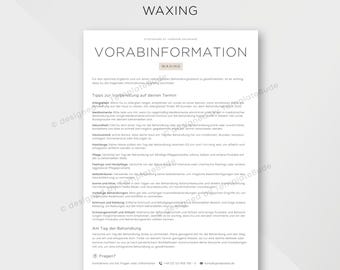 Vorabinformationen Waxing Behandlung, Informationsblatt zur Haarentfernung Waxing