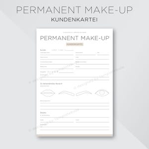 Kundenkartei für Permanent Make-Up PDF, Fragebogen für Permanent Make Up Behandlung