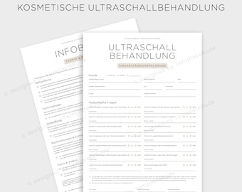 Einverständniserklärung für Ultraschall Behandlung Einverständnis für kosmetische Behandlung mit Ultraschall