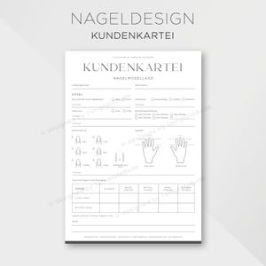 Kundenkartei für Nagelmodellage, Fragebogen für Kunden Nageldesign