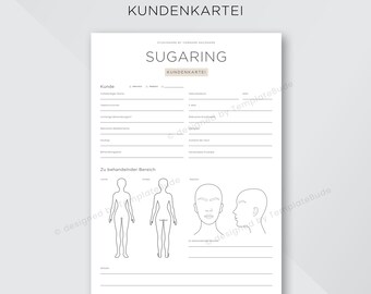 Kundenkartei für Sugaring Behandlung - Dokumentation Haarentfernung