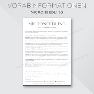 Preliminary information on microneedling, information sheet on microneedling treatment