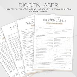 Einverständnis für die Diodenlaser, Einverständniserklärung für dauerhafte Haarentfernung mit Diodenlaser, Nebenwirkungen, Pflegehinweise