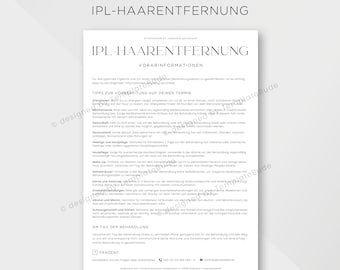 Vorabinformationen IPL Haarentfernung, Informationsblatt Haarentfernung mit Laser