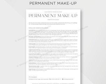 Nebenwirkungen Permanent Make-Up, Hinweise zu Risiken und Nebenwirkungen bei PMU Behandlung, Sofortdownload