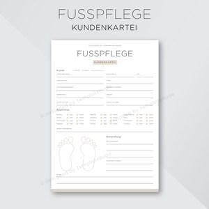 Kundenkartei für Fußpflege Behandlung, Formular für medizinische Fußpflege