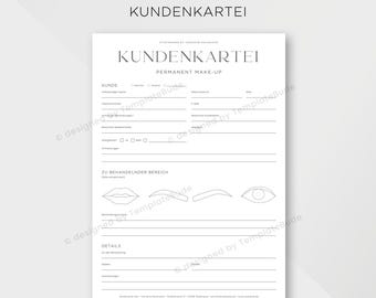 Kundenkartei für Permanent Make-Up PDF, Fragebogen für Permanent Make Up Behandlung