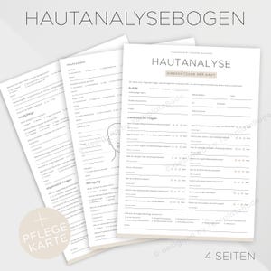Hautanalysebogen Vorlage für kosmetische Behandlung, Formular zur dermatologischen Einschätzung der Haut