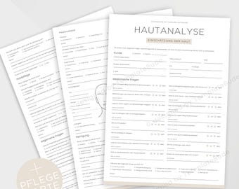 Hautanalysebogen Vorlage für kosmetische Behandlung, Formular zur dermatologischen Einschätzung der Haut
