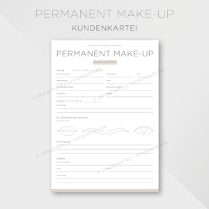 Kundenkartei für Permanent Make-Up PDF, Fragebogen für Permanent Make Up Behandlung