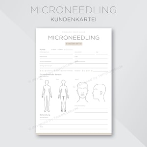 Customer file for microneedling, questionnaire for permanent microneedling treatment