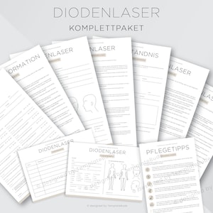 Komplettpaket für die Diodenlaser Behandlung, Einverständniserklärung, Pflegehinweise, Kundenkartei, Infoblätter, uvm