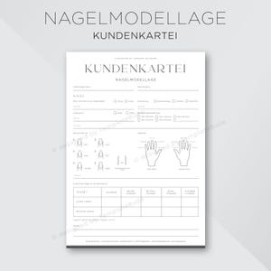 Kundenkartei für Nagelmodellage, Fragebogen für Kunden Nageldesign