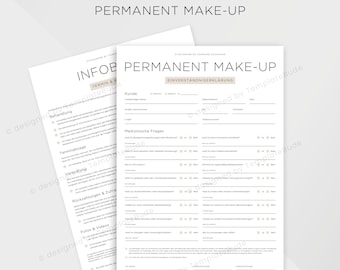 Einverständniserklärung für Permanent Make-Up Einverständnis für PMU Behandlung
