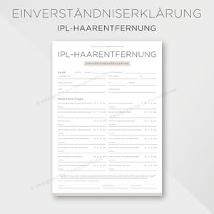 Formulaire de consentement pour l'épilation IPL Formulaire de consentement pour l'épilation au laser