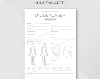 Kundenkartei für Diodenlaser - Haarentfernung mit Diodenlaser Kundenblatt
