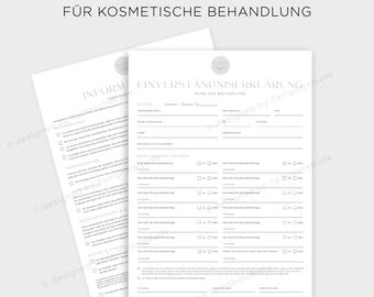 Einverständniserklärung für Kosmetikbehandlung, Formular Zustimmung für Behandlung Kosmetikerin